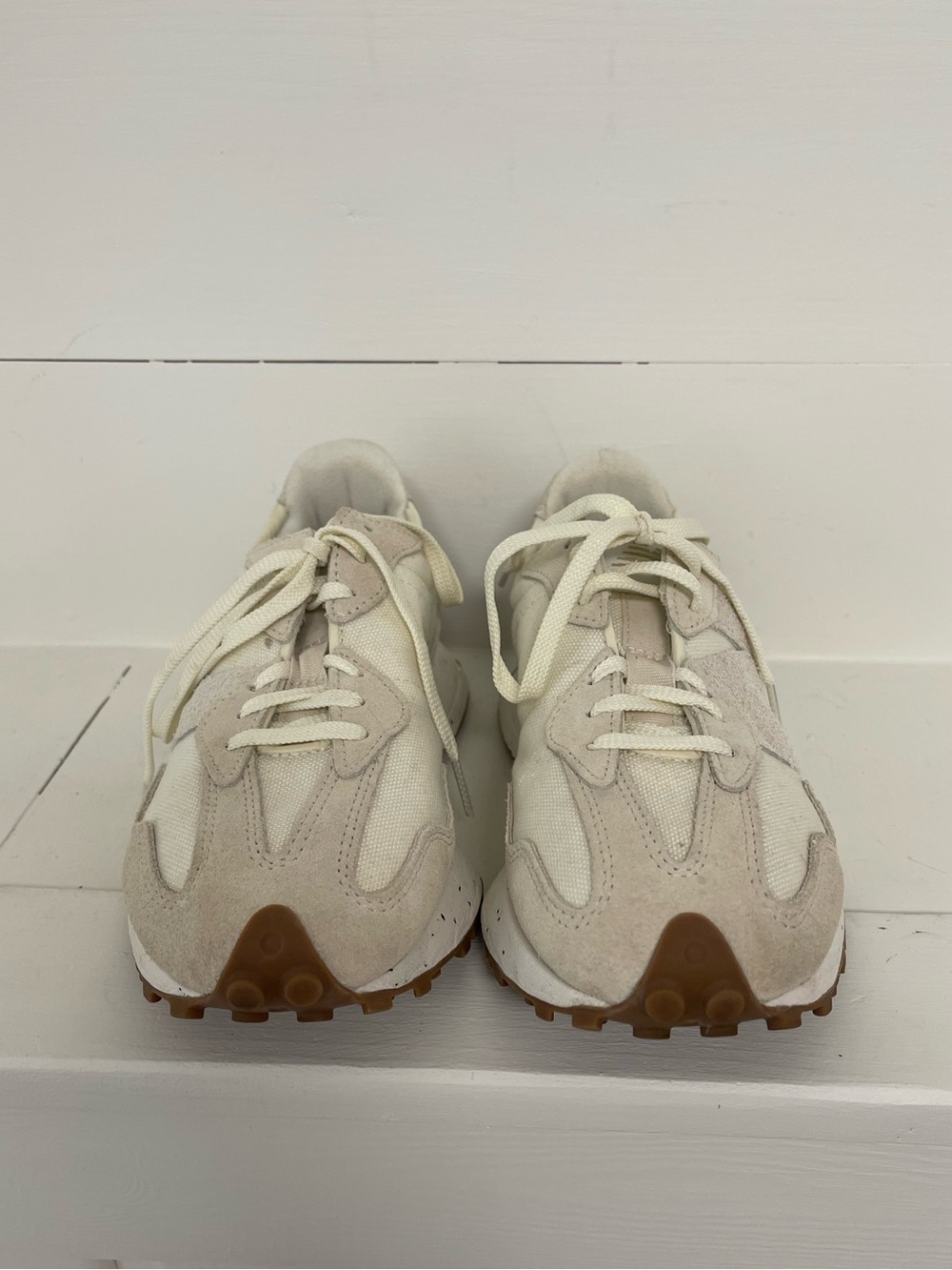 New Balance 327 Turtledove Angora Cream Suede Sneakers Women’s - Picture 2 of 7